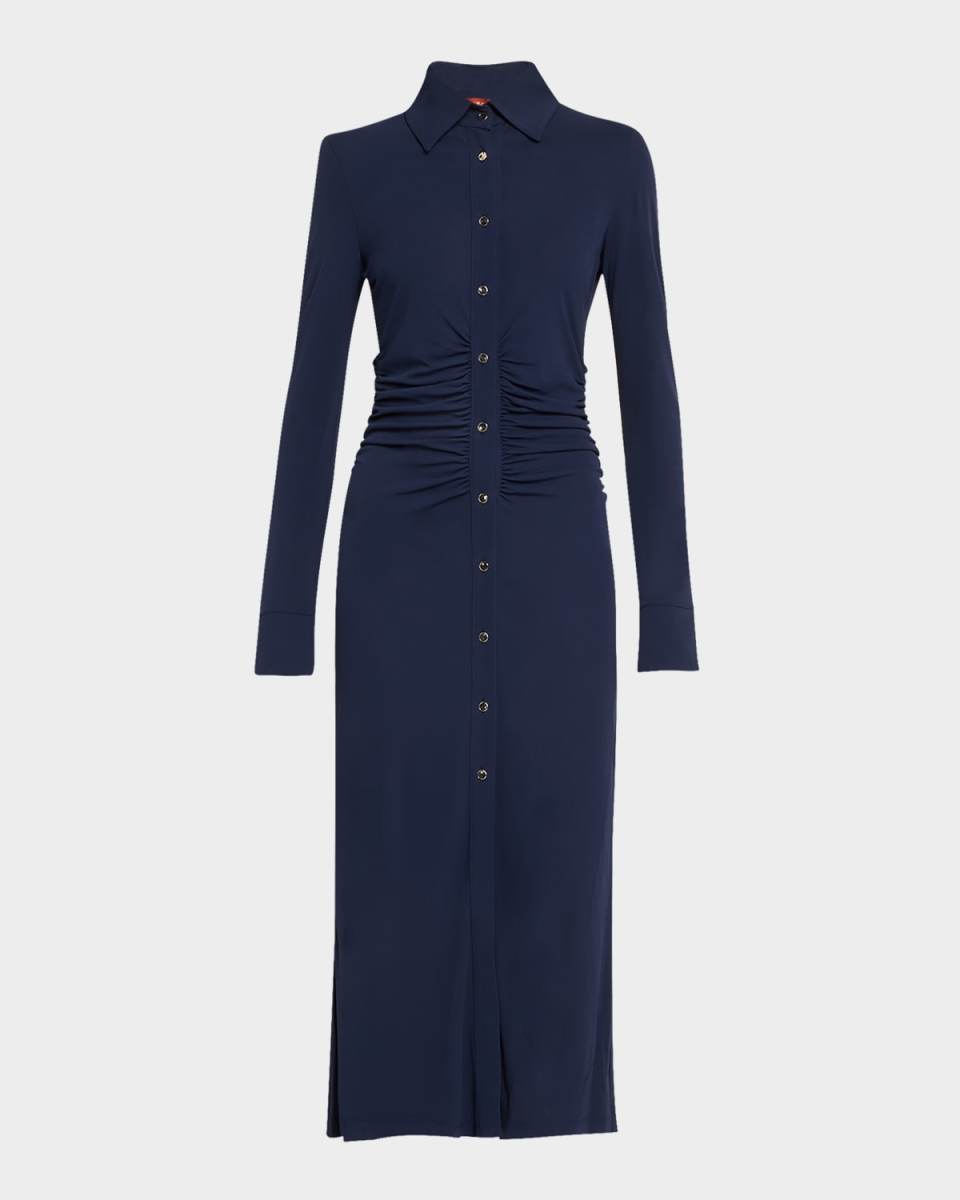 Claudia Midi Ruched Button Down Dress